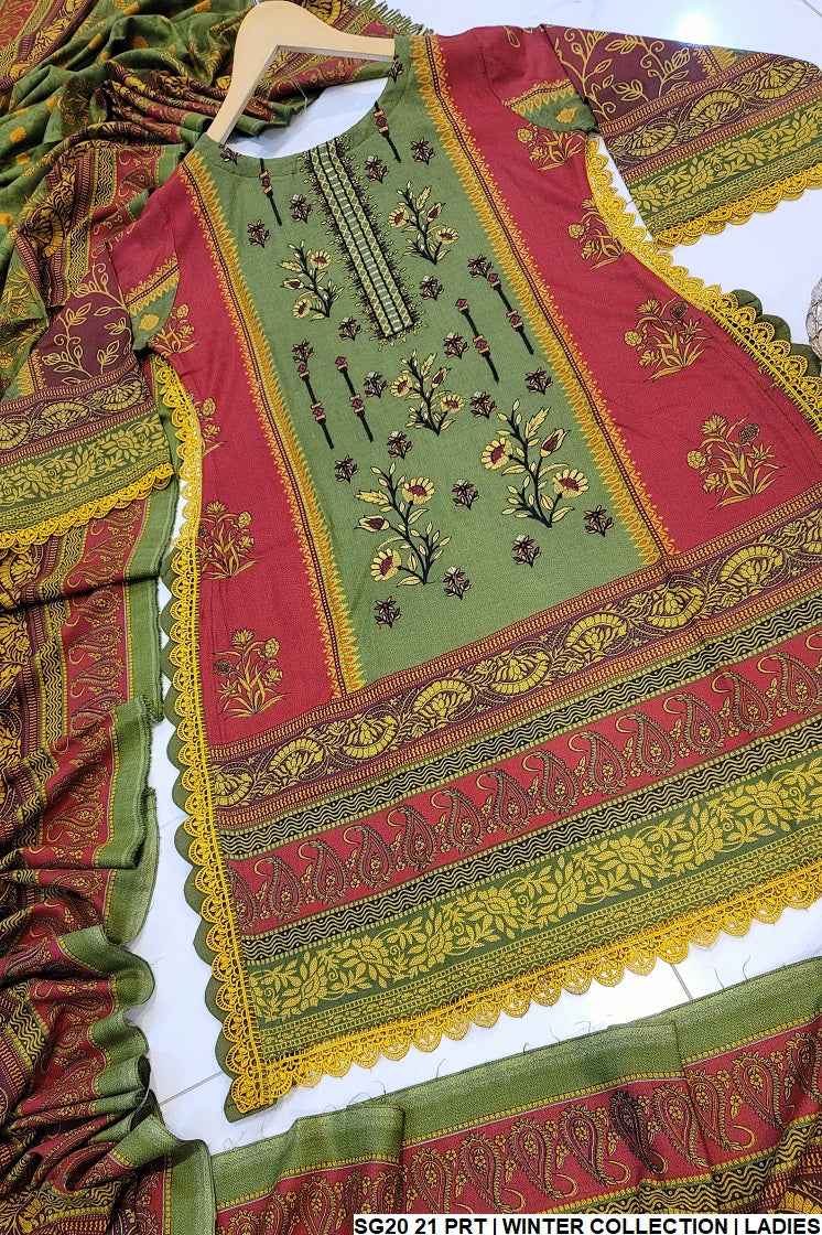 SG20 21 Print Dhanak Pakistani women's elegant winter outfit back view
