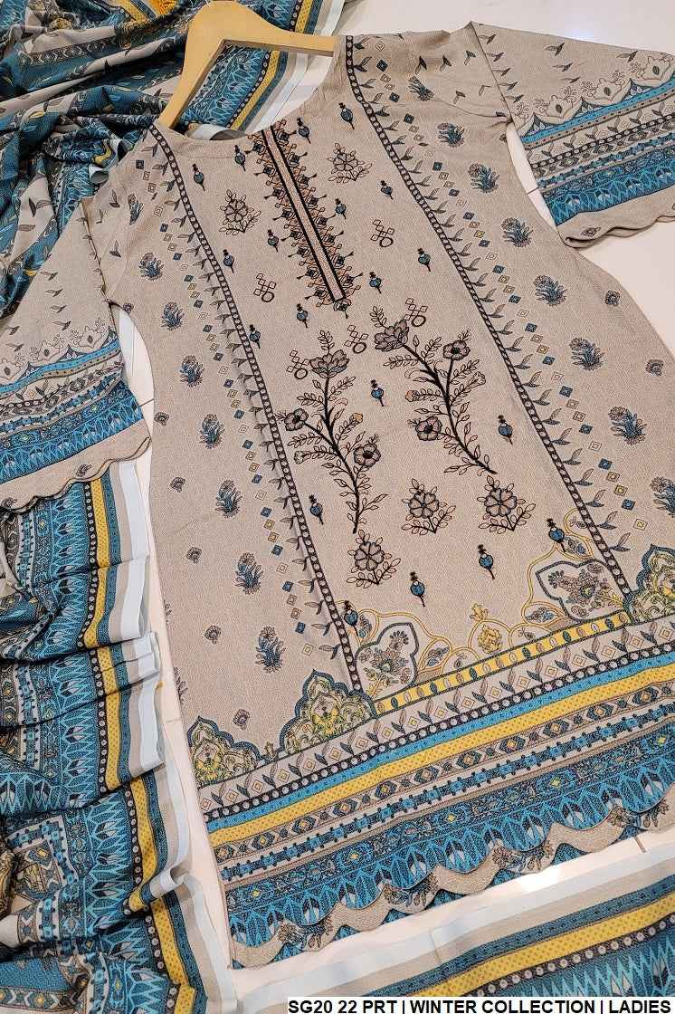 SG20 22 Print Dhanak Pakistani women's semi-formal suit back view