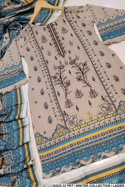 SG20 22 Print Dhanak Pakistani women's semi-formal suit back view