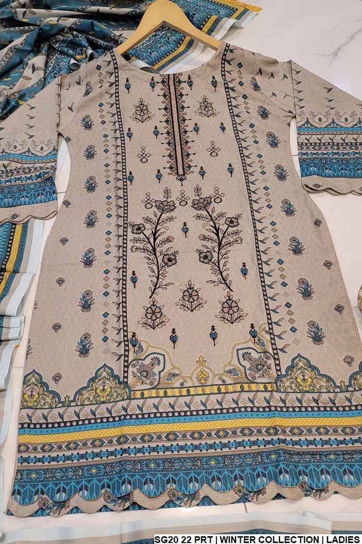 Dhanak straight shirt SG20 22 - Pakistani women's casual semi-formal suit detail view