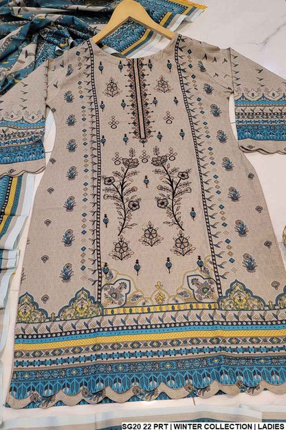 Dhanak straight shirt SG20 22 - Pakistani women's casual semi-formal suit detail view