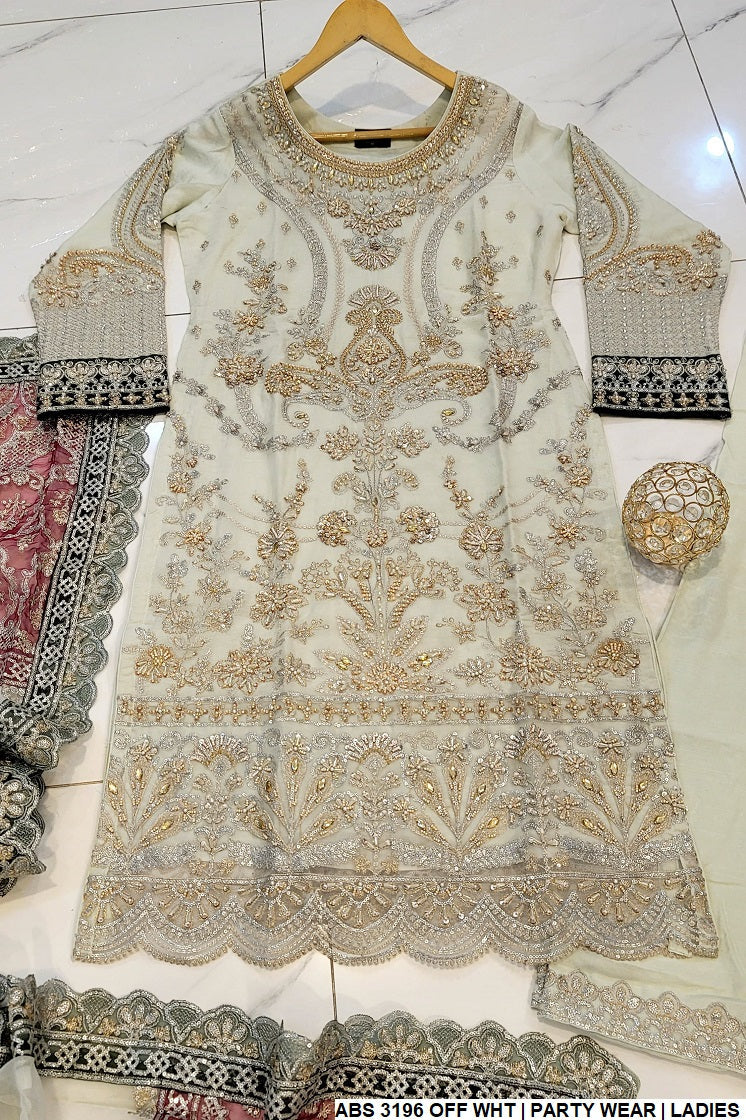 ABS 3196 chiffon Pakistani women's straight shirt with plazo side view