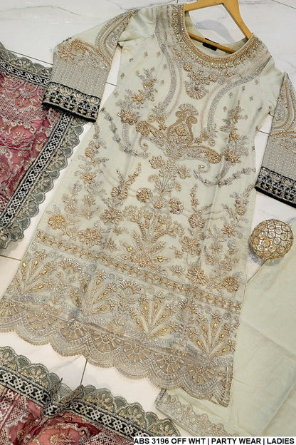 ABS 3196 Pakistani women's chiffon plazo outfit detail view
