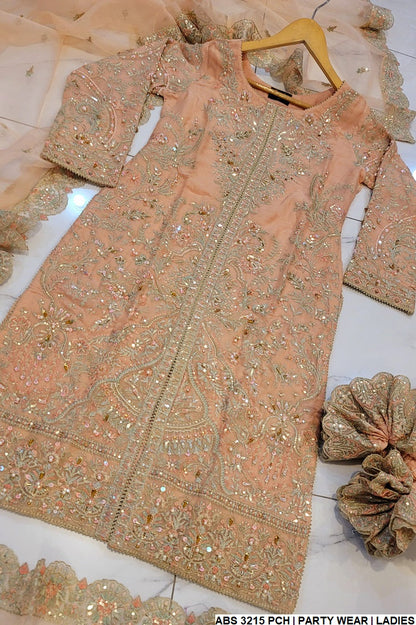 ABS 3215 Pakistani women's chiffon open cut outfit detail view