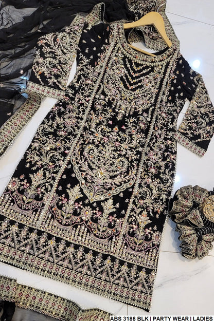 ABS 3188 Pakistani women's chiffon plazo outfit detail view