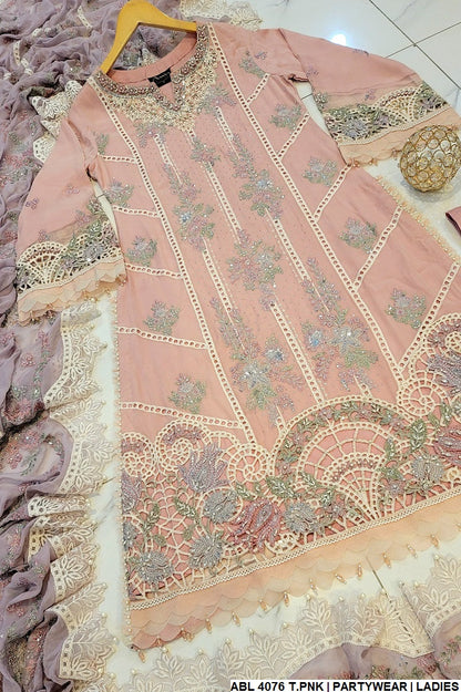 ABL 4076 Pakistani women's chiffon A-Line semi-formal outfit back view