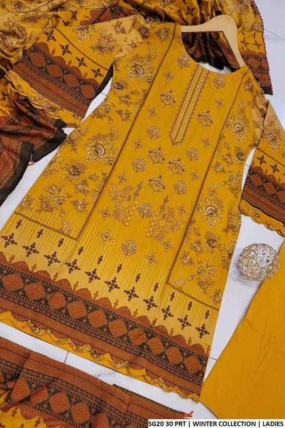 SG20 30 Dhanak women's Pakistani dress with digital dupatta shawl full view