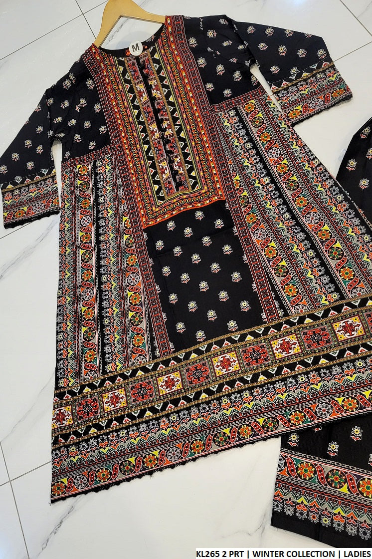 KL265 2 Pakistani women's cotrise A-Line chawk shirt back view