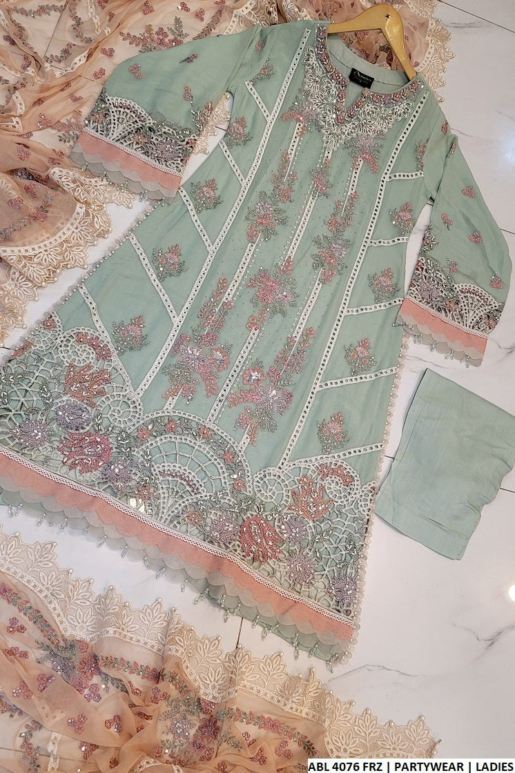 ABL 4076 - Elegant A-line Chiffon 3-Piece Women's Pakistani Suit