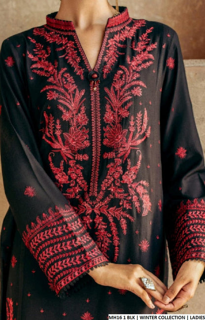 MH16 1 dhanak Pakistani women's straight shirt winter outfit back view