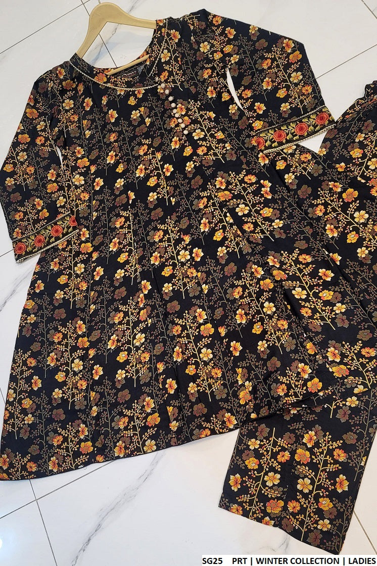 SG25 Pakistani women's linen angrakha frock back view