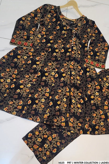 SG25 Pakistani women's linen angrakha frock full view