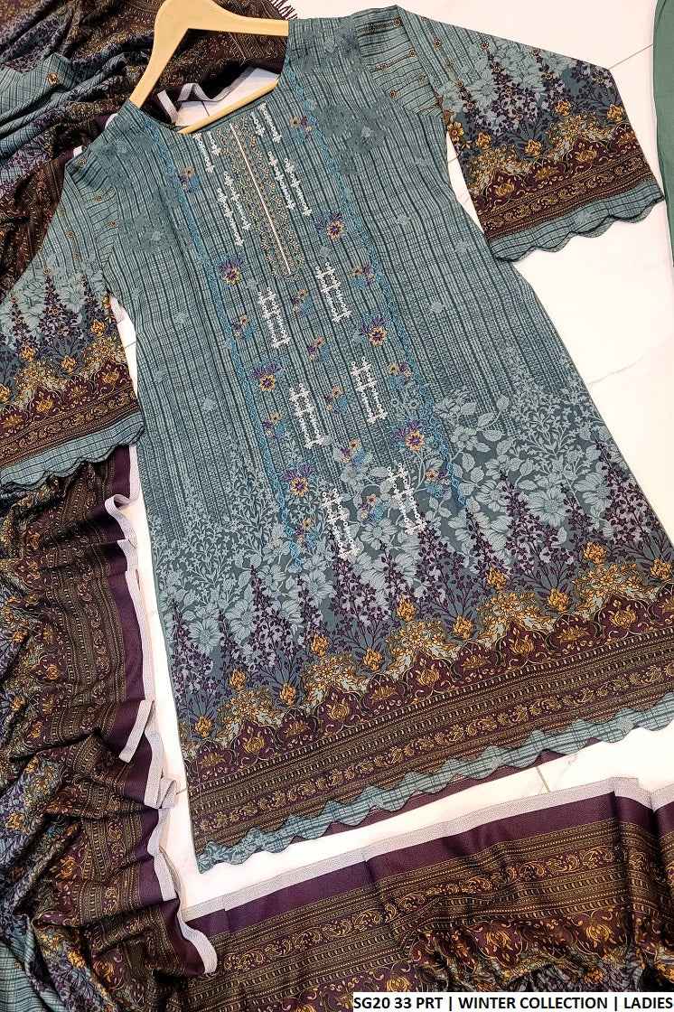 SG20 33 Print Dhanak Pakistani women's casual semi-formal suit back view