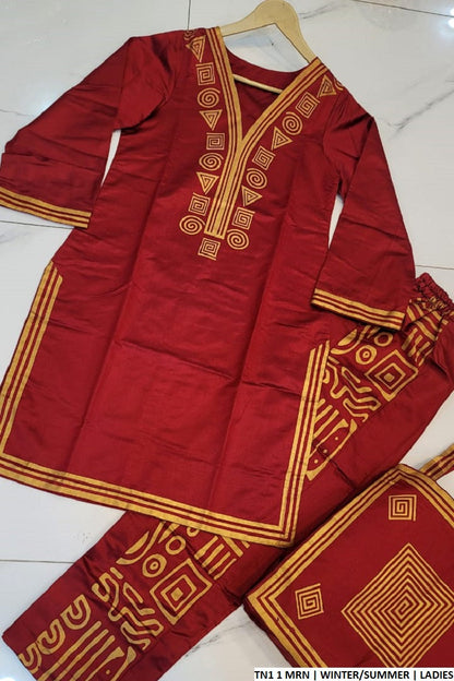 TN1 1 shambray katan Pakistani women's straight shirt side view