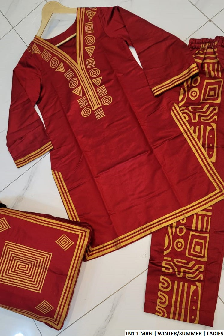 TN1 1 Pakistani women's shambray katan straight shirt back view