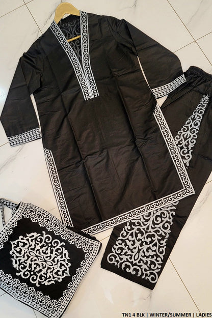 TN1 4 Pakistani women's katan straight shirt detail view