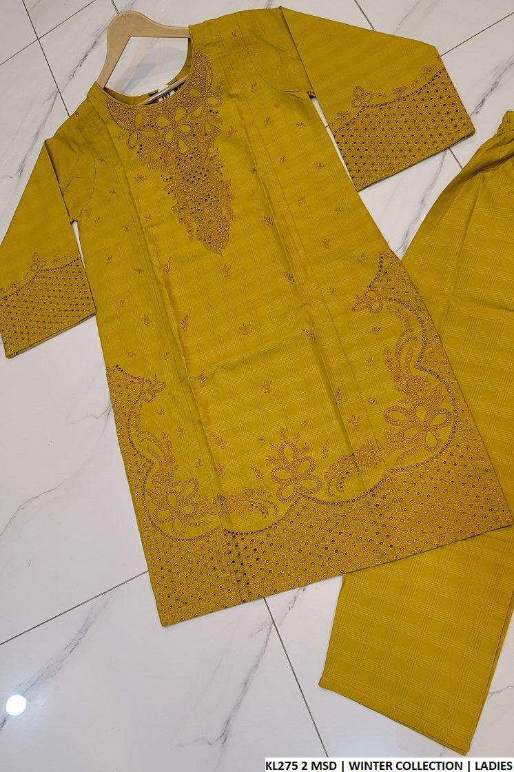 KL275 2 Pakistani women's winter cotton straight shirt back view