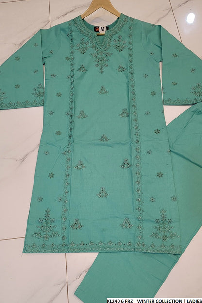 KL240 6 winter cotton Pakistani women's suit full view
