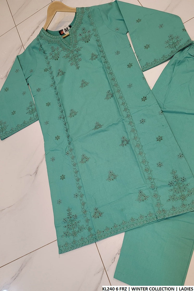 KL240 6 Pakistani women's winter cotton straight shirt back view