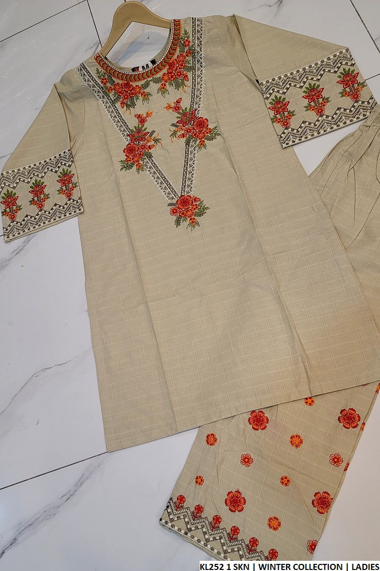 KL252 1 Pakistani women's winter cotton outfit full view