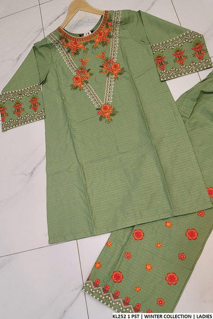 KL252 1 Pakistani women's winter cotton outfit back view