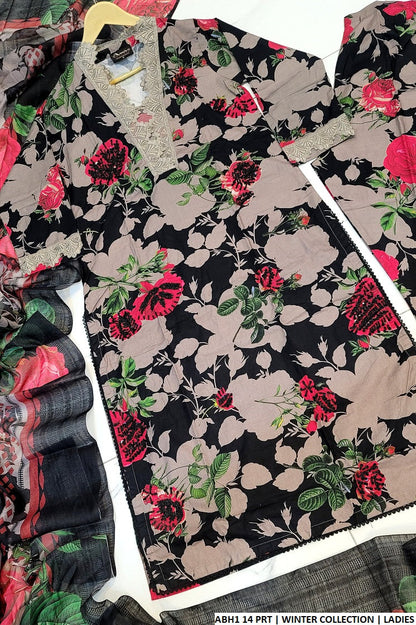 ABH1 14 Pakistani women's khaddar winter suit back view