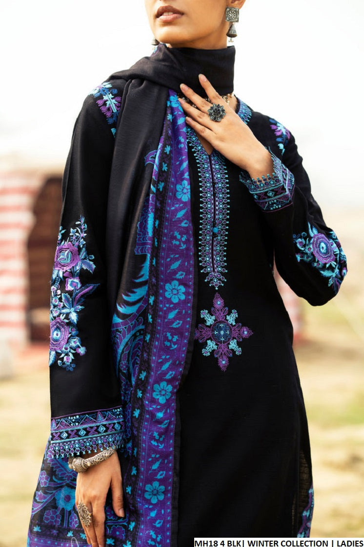 MH18 4 sulb khaddar Pakistani women's straight shirt winter outfit back view