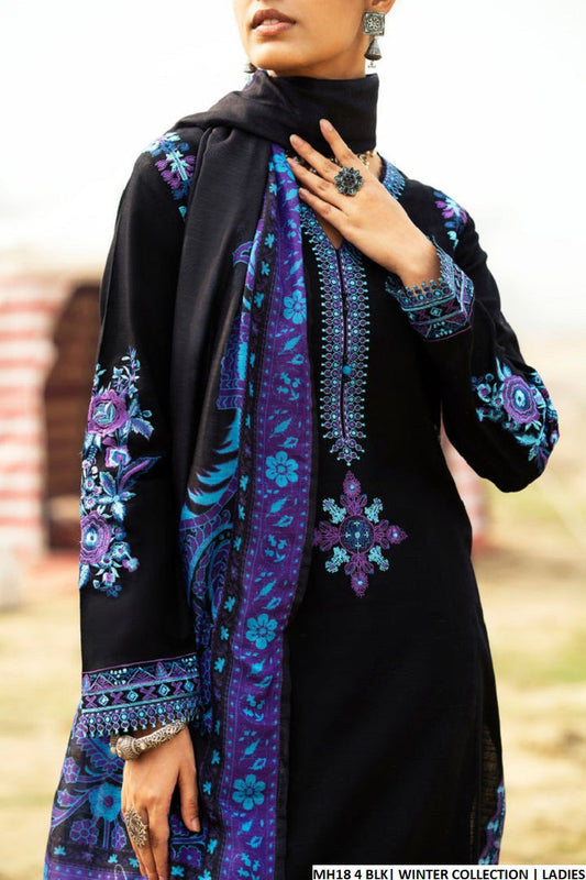 MH18 4 sulb khaddar Pakistani women's straight shirt winter outfit back view