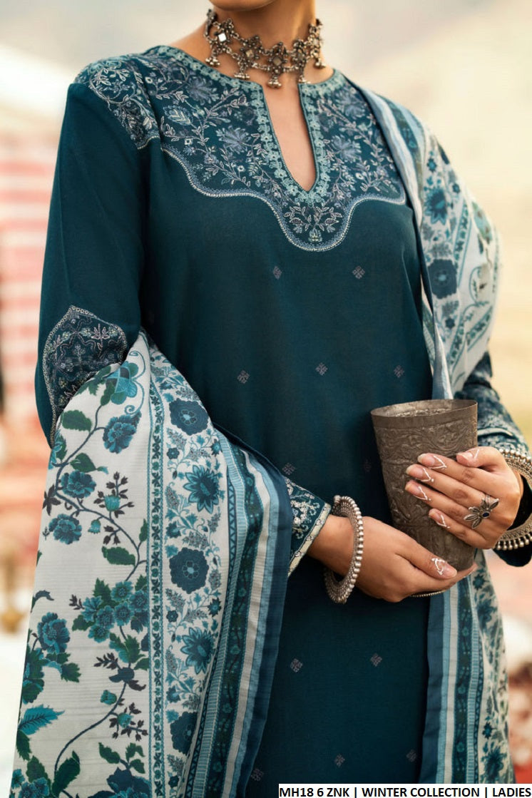 MH18 6 sulb khaddar Pakistani women's straight shirt winter outfit back view