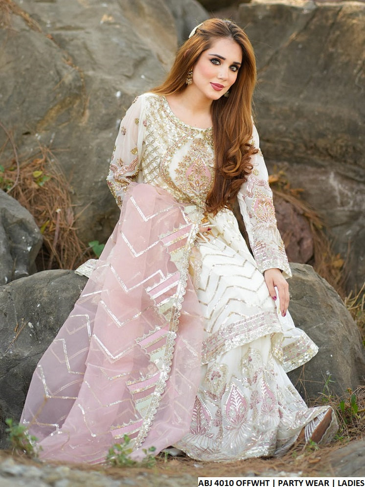 ABJ 4010 Pakistani women's chiffon frock gharara detail view
