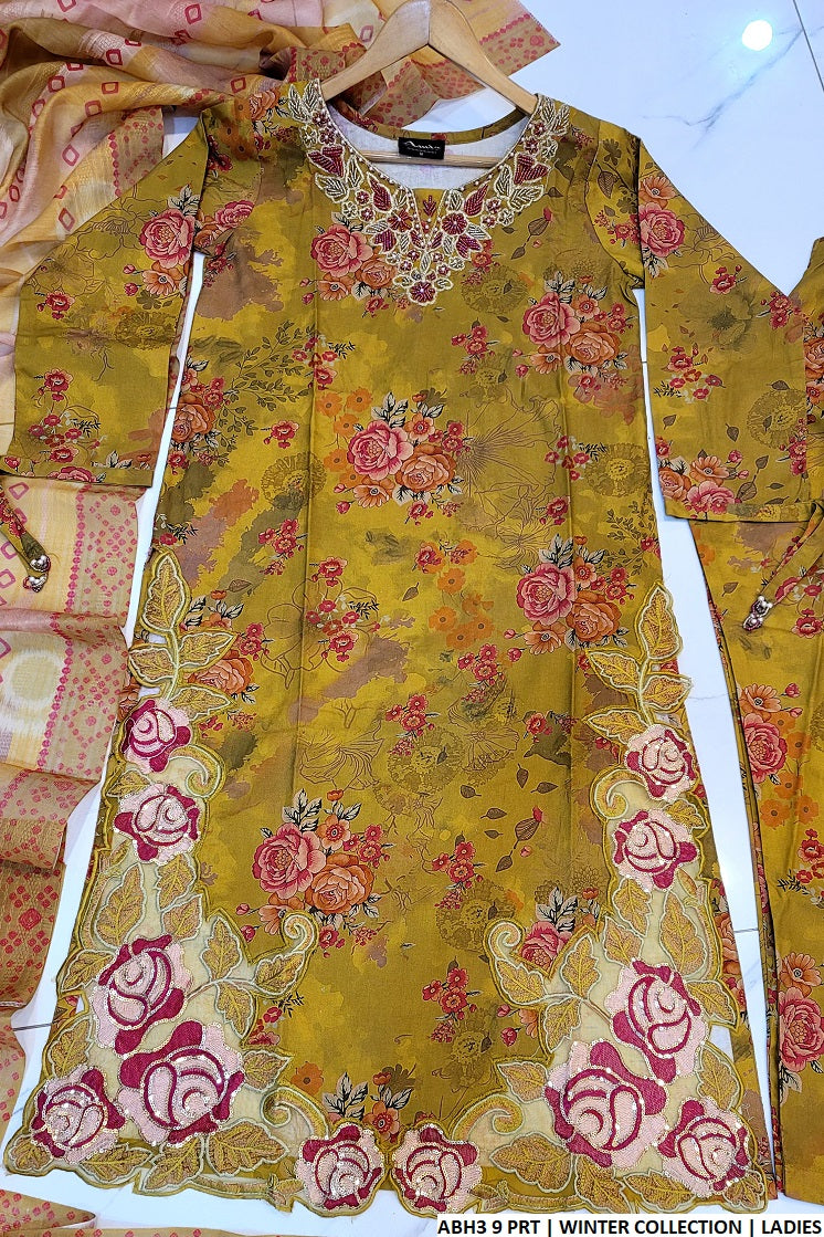 ABH3 9 winter cotton Pakistani women's straight shirt side view