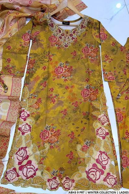 ABH3 9 winter cotton Pakistani women's straight shirt side view
