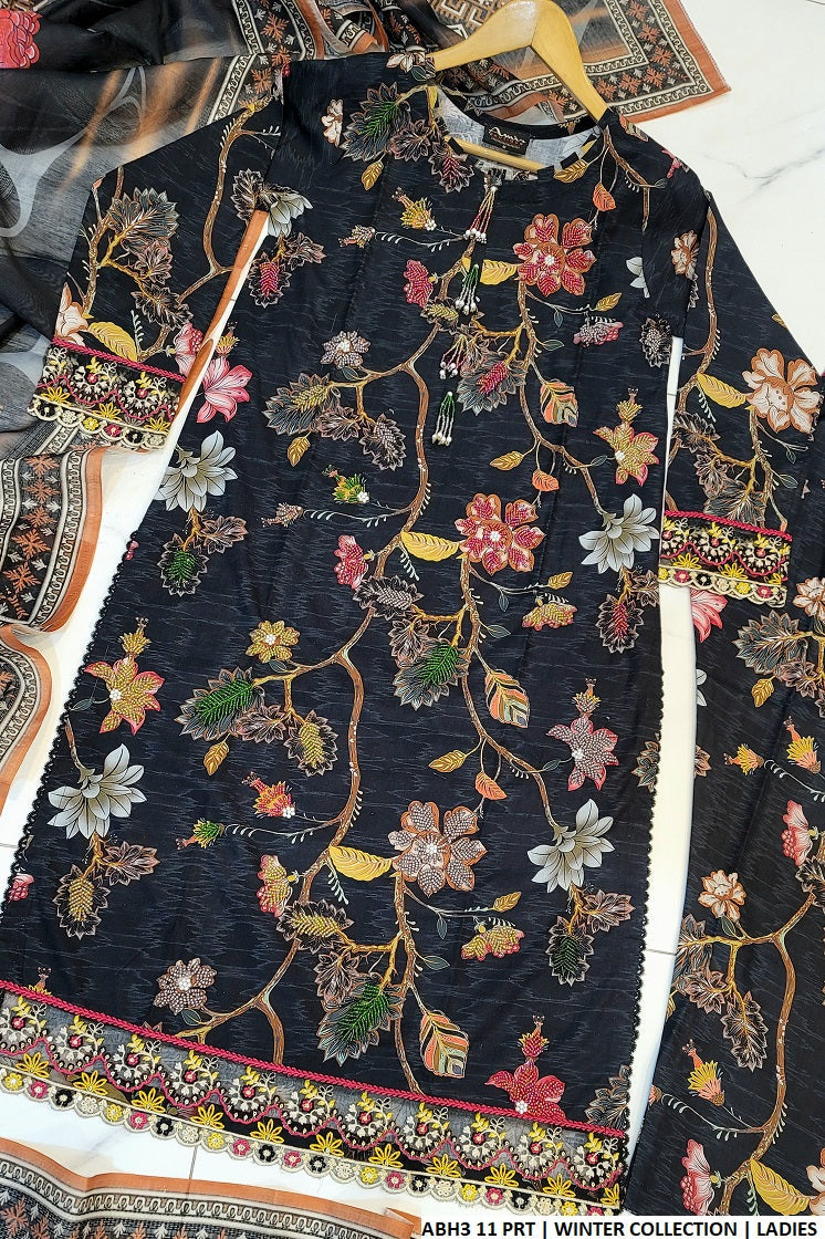 ABH3 11 winter cotton Pakistani women's straight shirt back view