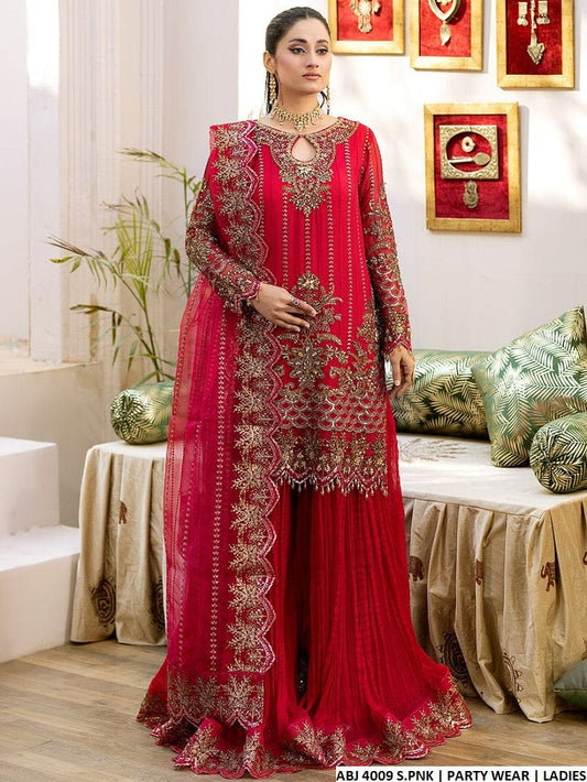 ABJ 4009 chiffon Pakistani women's shirt with sharara side view