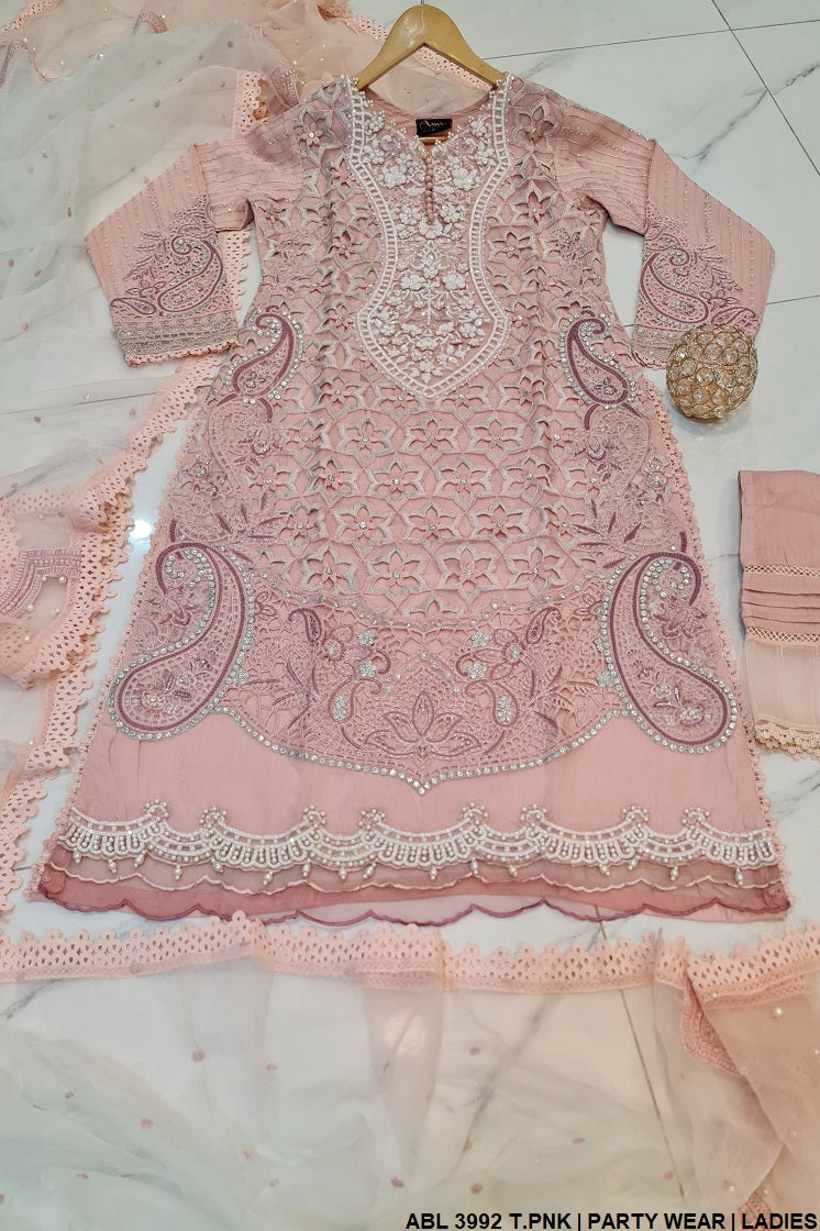 ABL 3992 Pakistani women's organza outfit full view