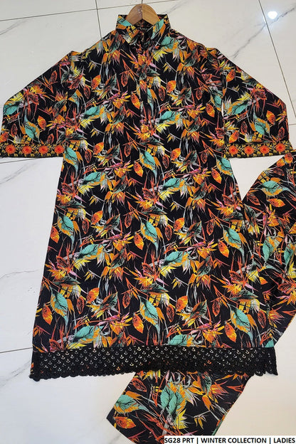 SG28 Pakistani women's linen A-Line suit full view