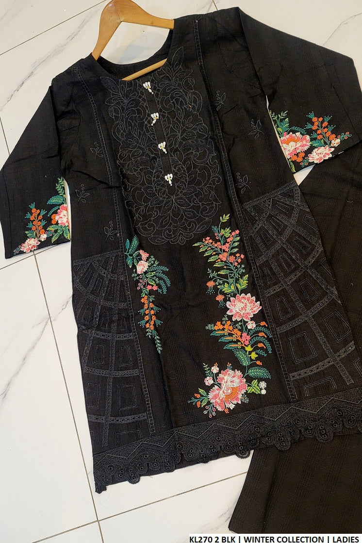 KL270 2 Pakistani women's winter cotton straight shirt back view