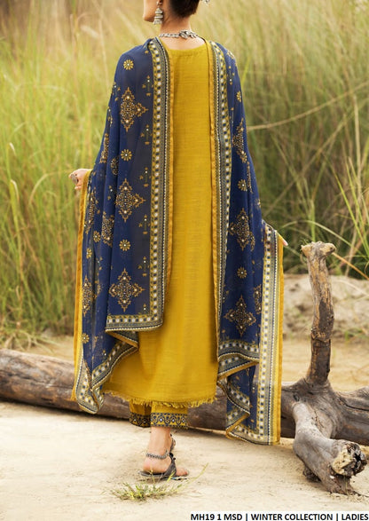 MH19 1 Pakistani women's sulb khaddar winter suit back view