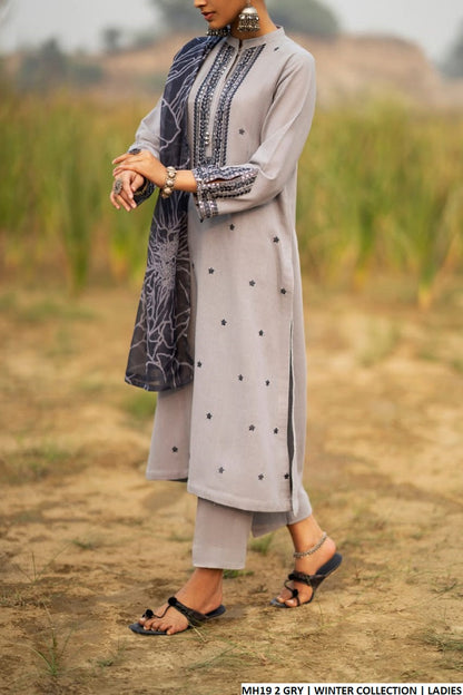 MH19 2 Pakistani women's sulb khaddar straight shirt back view