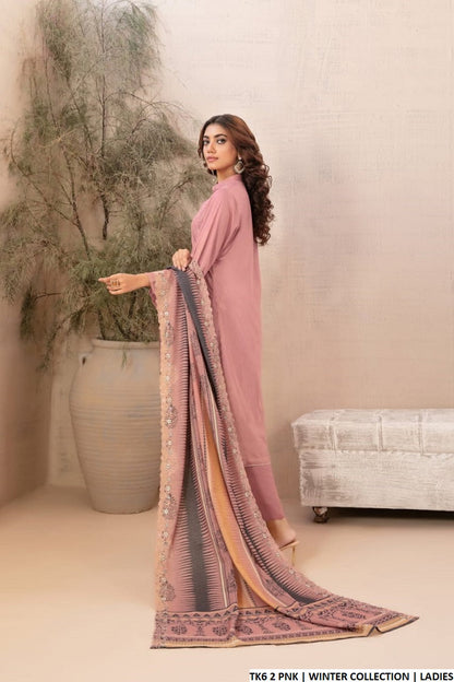 TK6 2 Pakistani women's karandi A-Line winter suit back view