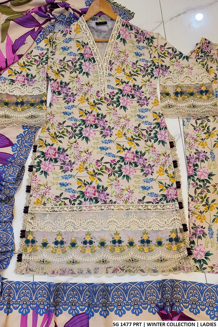SG 1477 Pakistani women's sulb khaddar straight shirt back view