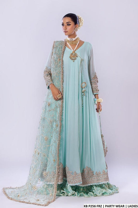 KB P256 crinkle chiffon Pakistani women's embroidered sharara side view