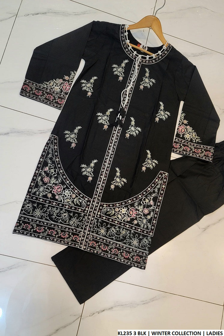 KL235 3 Pakistani women's winter cotton outfit full view