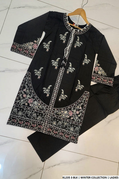 KL235 3 Pakistani women's winter cotton outfit full view
