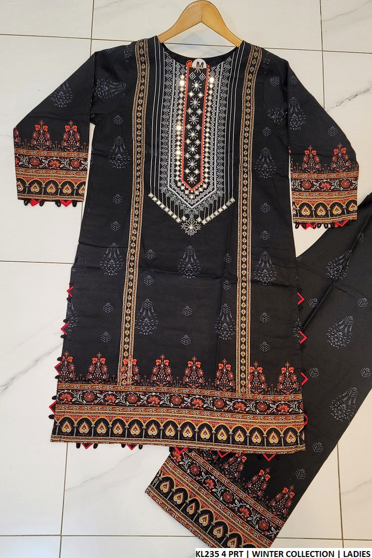 Cotrise straight shirt KL235 4 - Pakistani women's casual outfit with dupatta front view