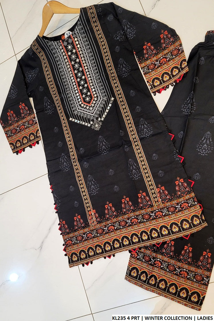 KL235 4 Pakistani women's cotrise straight shirt back view