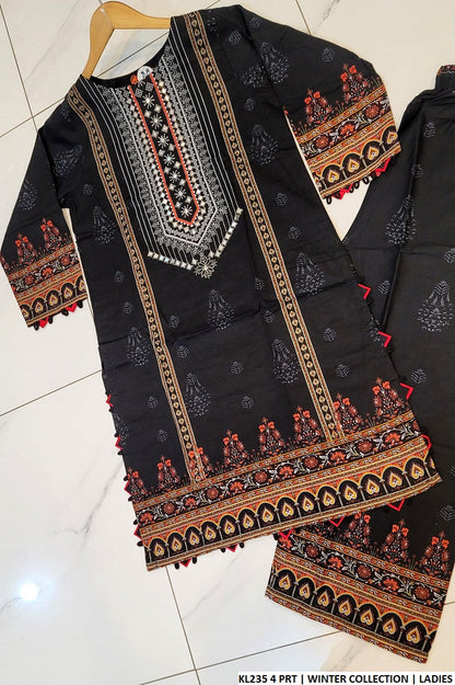 KL235 4 Pakistani women's cotrise straight shirt back view