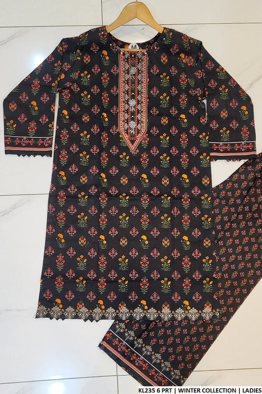 Cotrise straight shirt KL235 6 PRT - Pakistani women's elegant outfit with dupatta front view