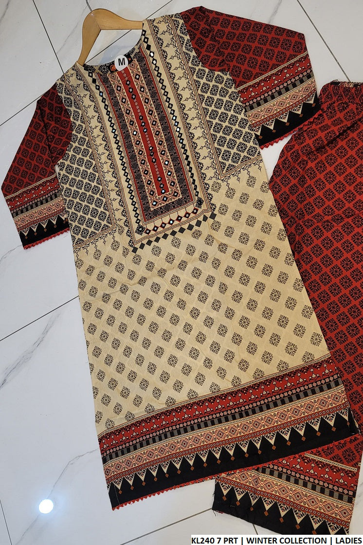 KL240 7 PRT Pakistani women's cotrise straight shirt back view