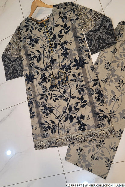 KL275 4 Pakistani women's cotrise straight shirt back view